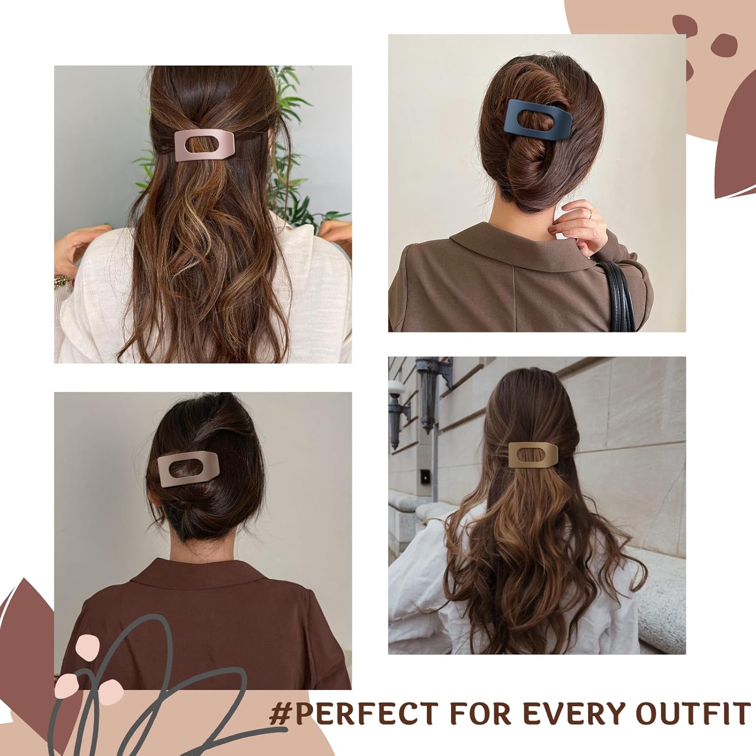 8-Pack Matte Flat Claw Clips – Strong Hold for All Hair Types